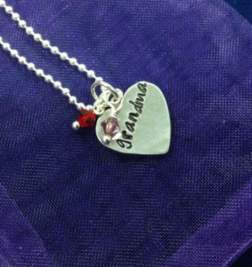 Small Heart Hand Stamped Necklace - Gem Awards